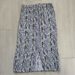 Free People Katie Button Front Snakeskin Print Midi Skirt